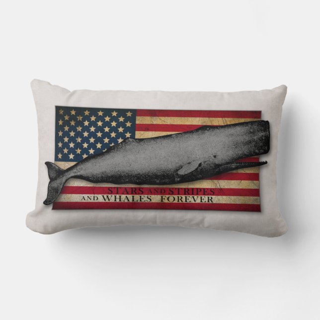 walvis met US Flag Whales Forever Pillow Kussen (Voorkant)