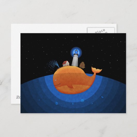 walvis (nacht) briefkaart (Voorkant / Achterkant)