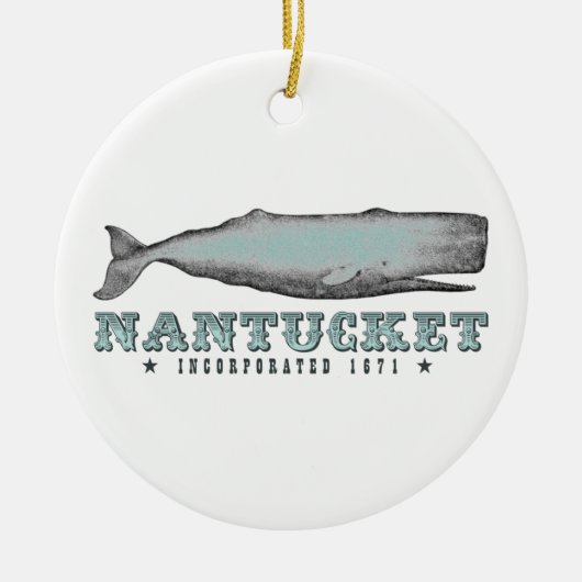  walvis Nantucket Massachusetts Kerstmis Keramisch Ornament (Voorkant)
