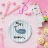 Walvis Nautical Happy Birthday Stripe papieren Bor Papieren Bordje (Feest)