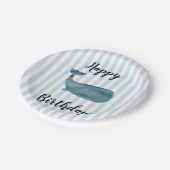 Walvis Nautical Happy Birthday Stripe papieren Bor Papieren Bordje (Gekanteld)