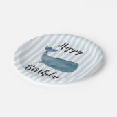 Walvis Nautical Happy Birthday Stripe papieren Bor Papieren Bordje (Gekanteld)