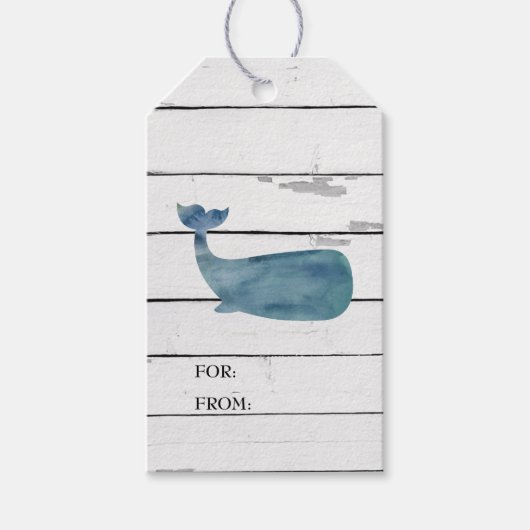 Walvis Nautical Shiplap Rustiek Gift Label Cadeaulabel (Voorkant)