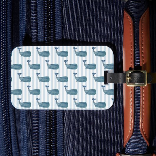 Walvis Nautical Streep Kustpatroon Bagagelabel (Voorkant Insitu 4)