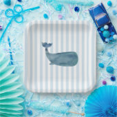 Walvis Nautical Stripe Paper Borden Papieren Bordje (Feest)