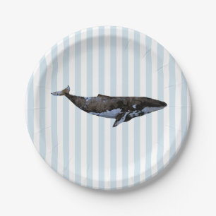 Walvis Nautical Stripe Paper Borden Papieren Bordje