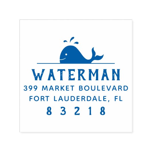 walvis | Nautisch familienaam Retouradres Zelfinktende Stempel (Design)