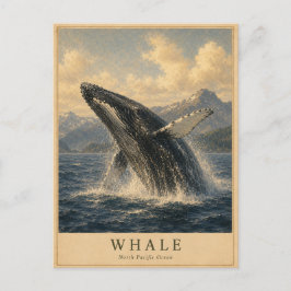 Walvis Noord-Pacifische OCEAAN VINTAGE Briefkaart