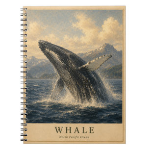 Walvis Noord-Pacifische OCEAAN VINTAGE Notitieboek