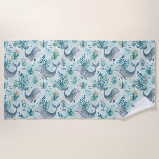 Walvis Oceaan Patroon Strand Handdoek (Voorkant)