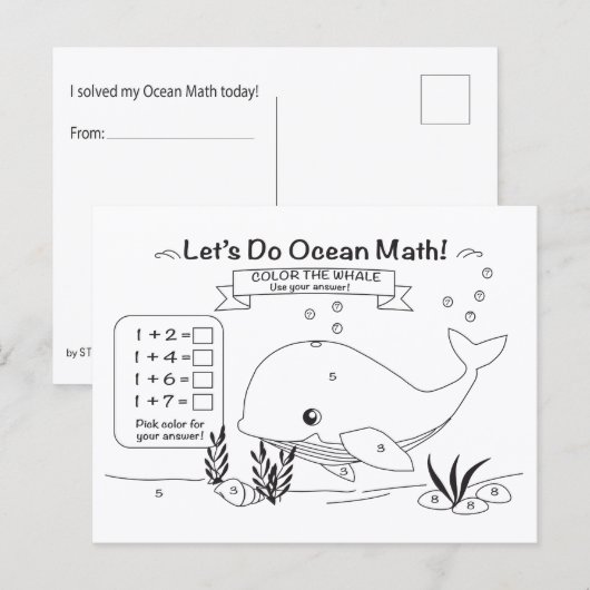 Walvis Oceaan Wiskunde Kleurkaart Briefkaart (Voorkant / Achterkant)