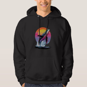 Walvis Oceaan Zonsondergang Retro Walvis Zonsonder Hoodie