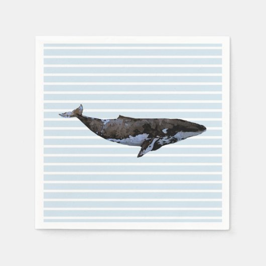 Walvis Ocean Blue Stripe Papier servet (Voorkant)