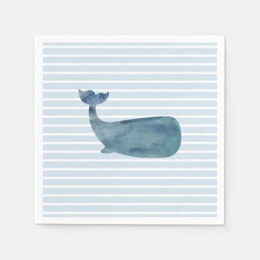 Walvis Ocean Blue Stripe Papier servet (Voorkant)