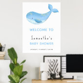 Walvis onder de zee baby shower welkom poster (Thuiskantoor)