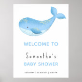 Walvis onder de zee baby shower welkom poster (Voorkant)