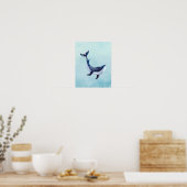 Walvis, Onder de Zee, Oceaan Nursery Muurkunst Poster (Keuken)