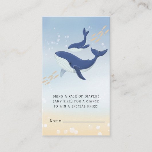 walvis onder het Baby shower Zee Informatiekaartje (Voorkant)