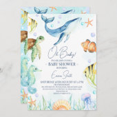 walvis onder het Baby shower Zee Kaart (Voorkant / Achterkant)