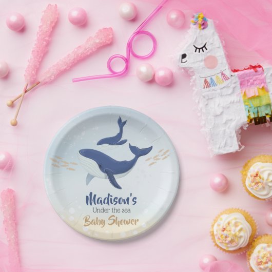 walvis onder het Baby shower Zee Papieren Bordje (Feest)