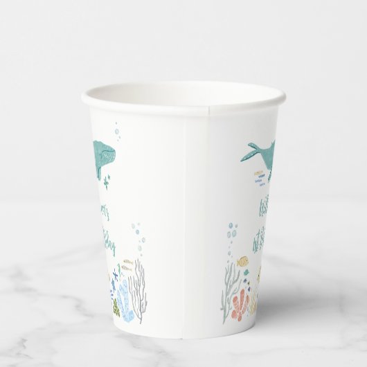 Walvis onder het Zee 1e Verjaardag Papieren Bekers (Rechts)
