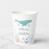Walvis onder het Zee 1e Verjaardag Papieren Bekers (Voorkant)