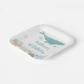 Walvis onder het Zee 1e Verjaardag Papieren Bordje (Gebogen)