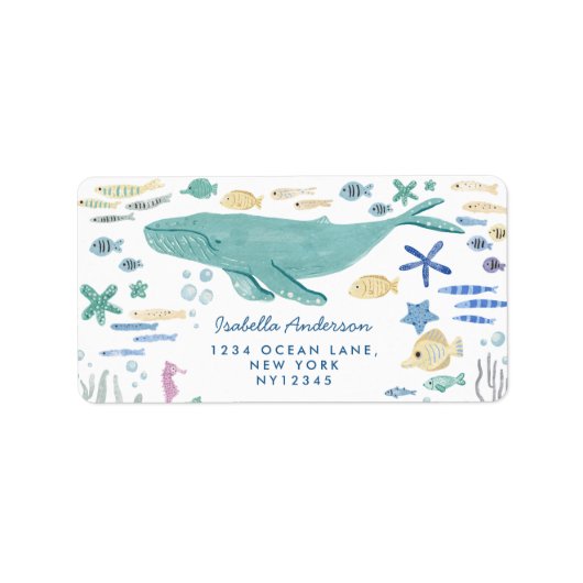 Walvis onder het Zee adres Etiket (Voorkant)