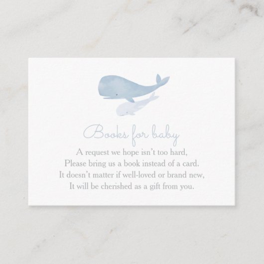 Walvis Onder het Zee Baby shower Boeken voor Baby Informatiekaartje (Voorkant)