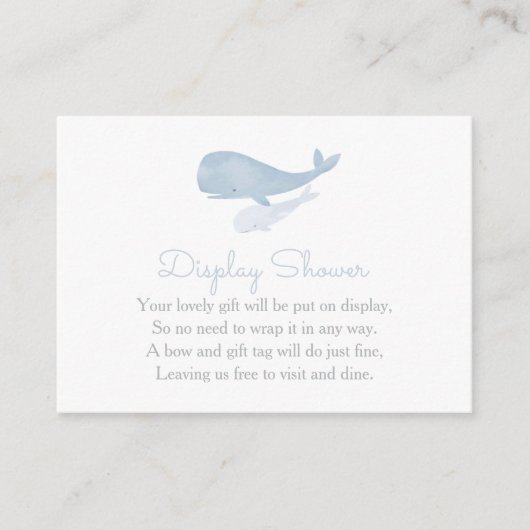 Walvis Onder het Zee Baby shower Display Douche Informatiekaartje (Voorkant)