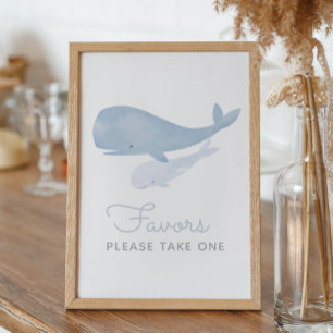 Walvis Onder het Zee Baby shower Favors Sign Poster