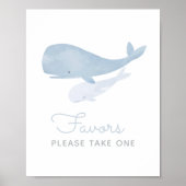 Walvis Onder het Zee Baby shower Favors Sign Poster (Voorkant)