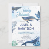 Walvis - onder het Zee Baby shower Invitation Kaart (Voorkant)