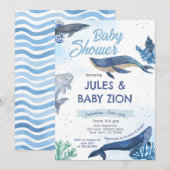 Walvis - onder het Zee Baby shower Invitation Kaart (Voorkant / Achterkant)