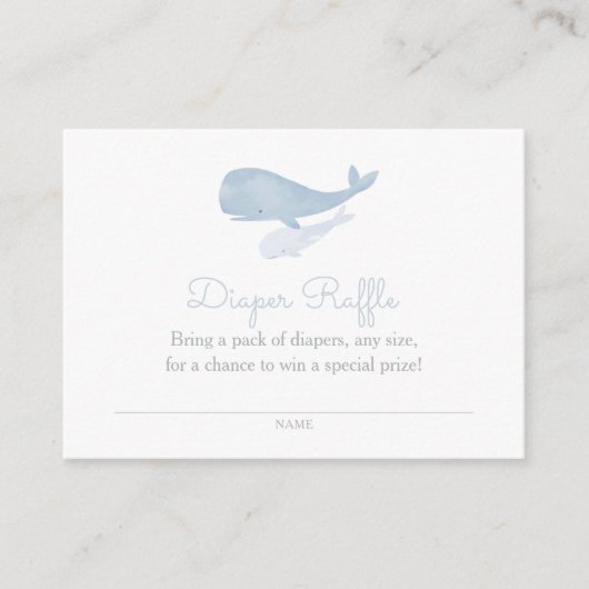 Walvis Onder het Zee Baby shower Luier Raffle Informatiekaartje (Voorkant)