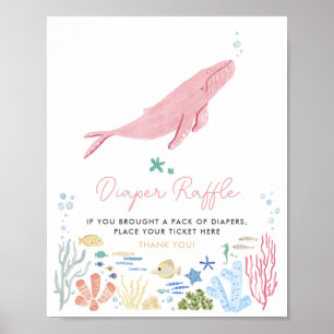 Walvis onder het Zee Baby shower luier Raffle teke Poster