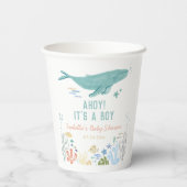 Walvis onder het Zee Baby shower Papieren Bekers (Achterkant)