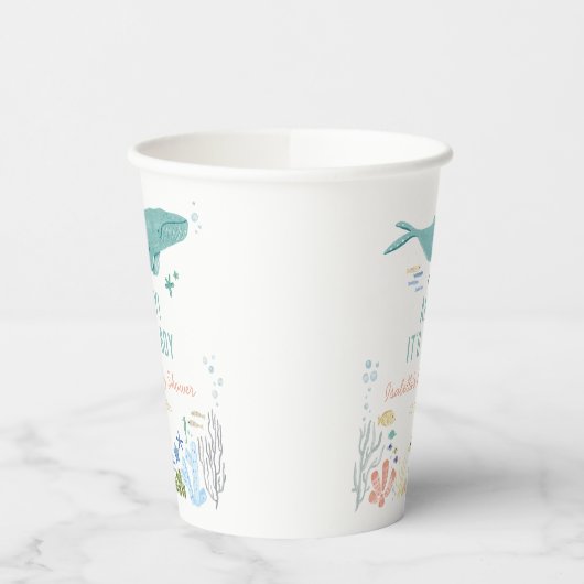 Walvis onder het Zee Baby shower Papieren Bekers (Links)