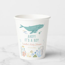 Walvis onder het Zee Baby shower Papieren Bekers
