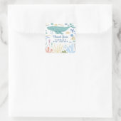 Walvis onder het Zee Baby shower Vierkante Sticker (Tas)