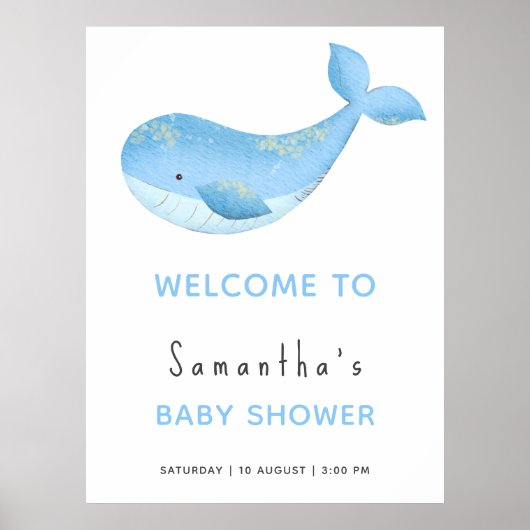 Walvis onder het zee baby shower welkom poster (Voorkant)