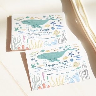Walvis onder het Zee Baby showers luier Informatiekaartje