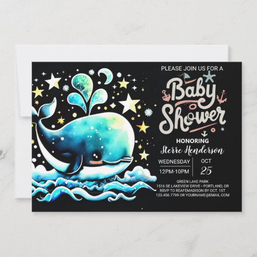 Walvis onder het Zee Boho Boy Baby shower Kaart (Voorkant)