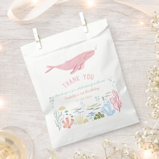 Walvis onder het Zee Verjaardag Bedankt Bedankzakje (Geknipt)