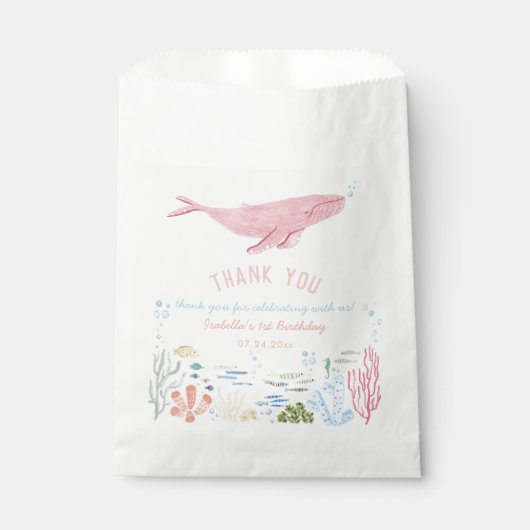 Walvis onder het Zee Verjaardag Bedankt Bedankzakje (Voorkant)
