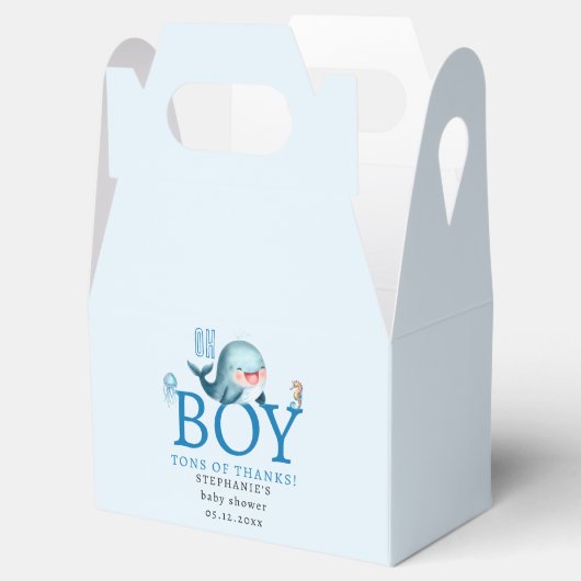 Walvis onder Zee Waterverf Jongen Baby shower Blau Bedankdoosjes (Geopend)