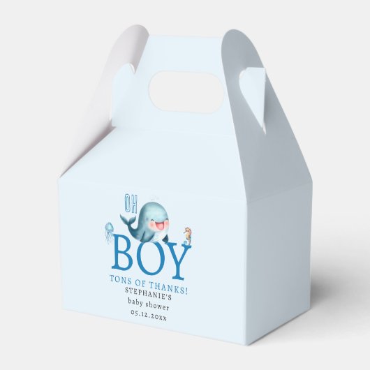 Walvis onder Zee Waterverf Jongen Baby shower Blau Bedankdoosjes (Voorkant Zijde)