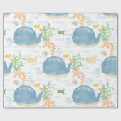 Walvis Onderzee Wereld Baby shower Cadeaupapier (Vlak)