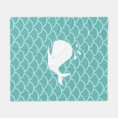 walvis op de Blauwgroen Wavy Ocean Fleece Deken (Voorkant (Horizontaal))