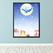 Walvis op de Maan Canvas Afdruk (Insitu (Houten vloer))